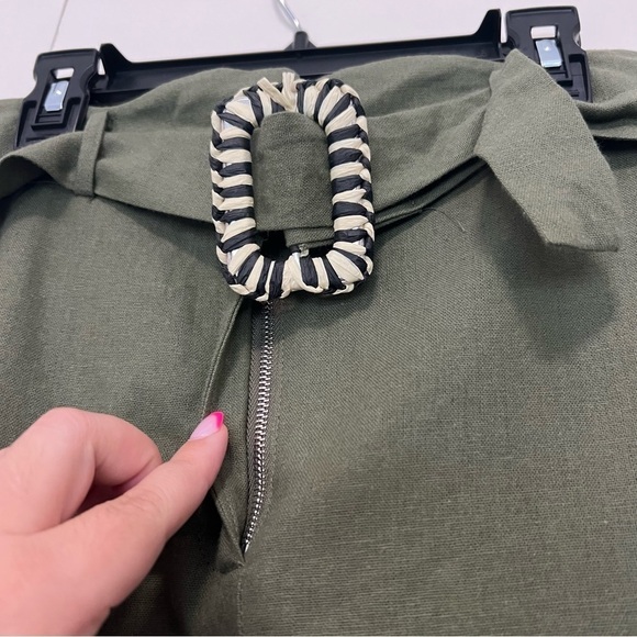 Blu Pepper Vintage Retro Olive Green Belted Skirt - Picture 6 of 7